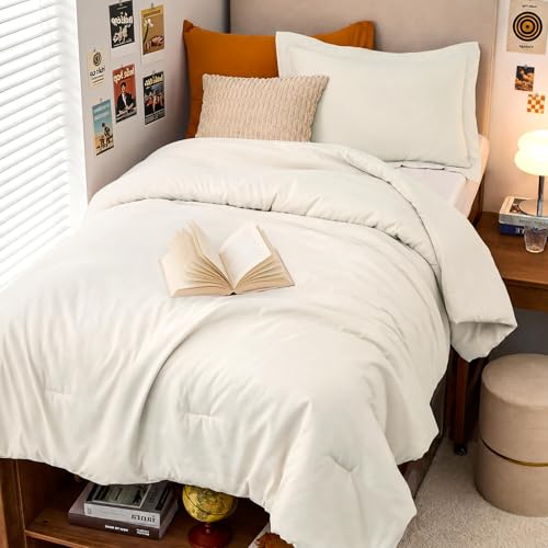Twin/Twin XL Comforter Set, All Season Ultra Soft Down Alternative Bedding - 2 Piece Lightweight Bed Set Includes 1 Comforter (68"x88") and 1 Pillow Shams (20"x26"), Ivory - color: 02 - Ivory, size: Twin/Twin XL(68"x88")