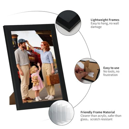 Giftgarden 4x6 Picture Frame Black Set of 16, Lightweight 4 by 6 Photo Frames Bulk for Family, Office, Living room Wall Hanging and Tabletop Display - color: Black*16, size: 4x6
