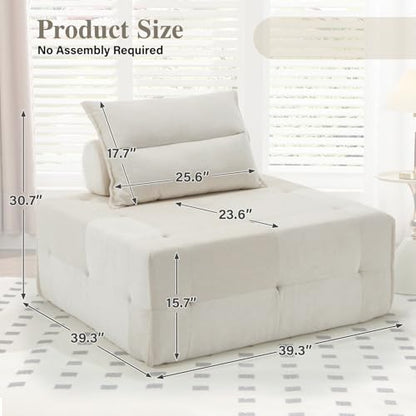 Gecheer Modular Sectional Sofa with Deep Seat & Adjustable Backrest for Living Room Bedroom Lounge Small Spaces