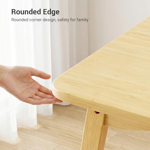 Bamboo Dining Table, Small Kitchen Table for 2, 27.6" Square Dining Tables for Small Space, Easy Assembly, Dinner Table for Dining Room, Living Room, Kitchen, Office(Natural) - color: Natural