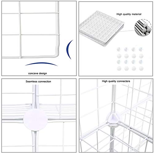 C&AHOME Wire Cube Storage, 9-Cube Organizer Metal, Wire C Grids Storage, Storage Bins Shelf, Modular Bookshelf, Closet Cabinet Ideal for Home, Living Room, Office 36.6”L x 12.4”W x 48.4”H White | Storage Bins Shelf, Modular Bookshelf Units, Closet Cabinet