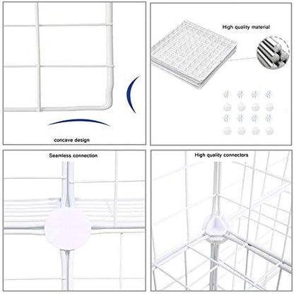 C&AHOME Wire Cube Storage, 9-Cube Organizer Metal, Wire C Grids Storage, Storage Bins Shelf, Modular Bookshelf, Closet Cabinet Ideal for Home, Living Room, Office 36.6”L x 12.4”W x 48.4”H White | Storage Bins Shelf, Modular Bookshelf Units, Closet Cabinet