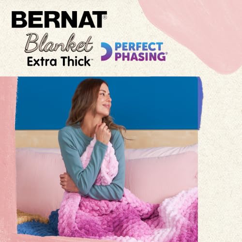 Bernat Blanket Extra Thick Perfect Phasing Chunky Yarn for Hand Knitting, Crocheting, Crafts & Amigurumi - 100% Polyester - #7 Jumbo - 21.2oz/600g - 65 Yards - Deep Navy - color: Deep Navy, size: 1 Pack, style: Extra Thick Perfect Phasing