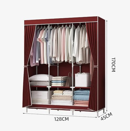 Portable Wardrobe Closet Non-Woven Fabric Cover Standing Closet Covered Clothes Racks for Hanging Clothes (Color : Grey) - color: Grey