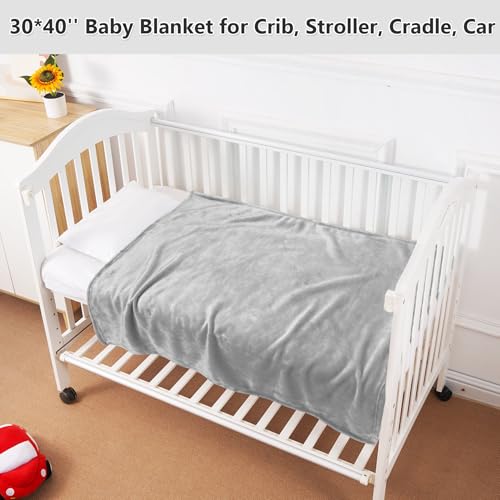 Lukeight Baby Blanket Fleece Toddler Blankets for Boys and Girls, Soft Cozy Fluffy Small Baby Newborn Blankets for Crib, Stroller, Travel and Bed (Light Grey, 30x40 Inches) - color: Solid Light Grey, size: 30 in x 40 in