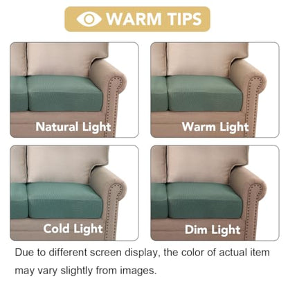 H.VERSAILTEX Super Stretch Individual Seat Cushion Covers Sofa Covers Couch Cushion Covers Slipcover Sets Thick Jacquard Textured Twill Fabric (3 Piece Sofa Cushion Covers, Sage) - color: Sage, size: 3 Cushion Sofa