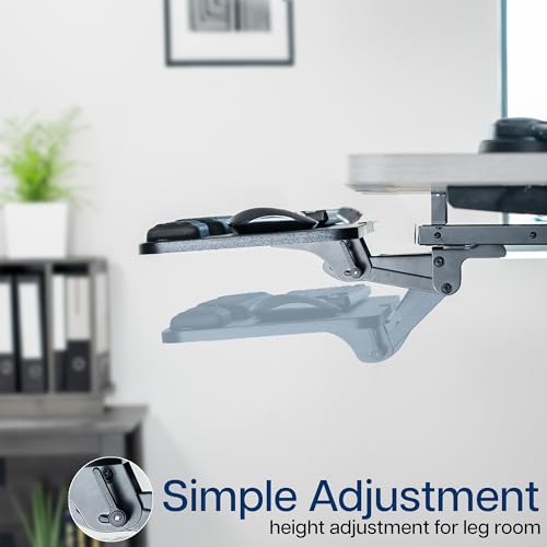 VIVO Premium Adjustable 34 x 11 inch Computer Keyboard and Mouse Platform Tray, Ergonomic Under Table Desk Mount Drawer with Padding, Black, MOUNT-KB34P-B - color: Black, size: 34 inch