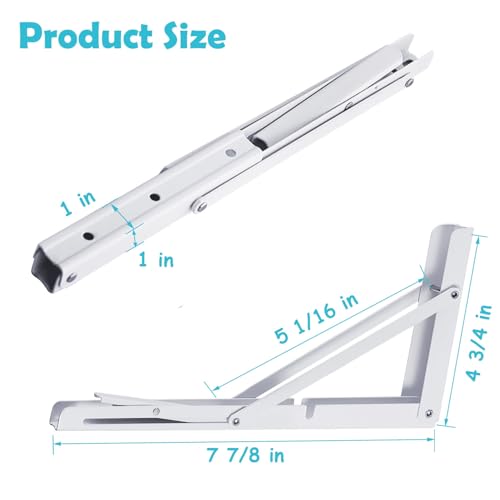 CLT 8" White Folding Shelf Brackets Max. Load 220 lb, Heavy Duty DIY Wall Mounted Shelf Bracket Space Saving for Table Work Bench, Pack of 2 - size: 8 inches, style: White
