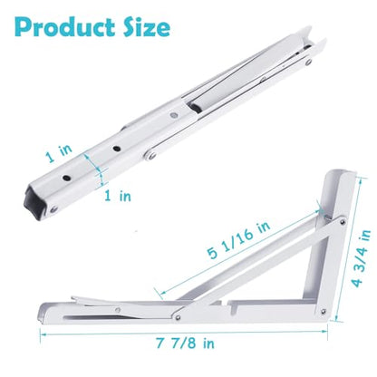 CLT 8" White Folding Shelf Brackets Max. Load 220 lb, Heavy Duty DIY Wall Mounted Shelf Bracket Space Saving for Table Work Bench, Pack of 2 - size: 8 inches, style: White
