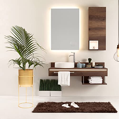 Olly & Rose Matt Metal Plant Pot with Gold Plant Stand - Tall 20 Inch Height Large Plant Pot Indoors with Stand - Large Decorative Planter