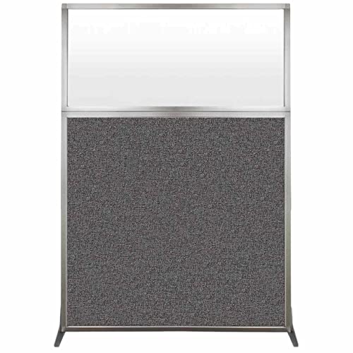 Versare Hush Screen Portable Room Divider | Workstation Wall Divider | Freestanding Privacy Hush Panels | Frosted Windows | Fabric Office Divider Screen | Great for Room Separation - color: Charcoal Gray, size: 4' Wide x 6' Tall (Frosted)
