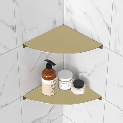 2PC Corner Shelves 304 Stainless Steel Bathroom Shower Shelves Waterproof Wall Mounted Heavy Duty Shower Corner Shelves for Bathroom and Bedroom(Gold, 2 PC) - size: 2PC