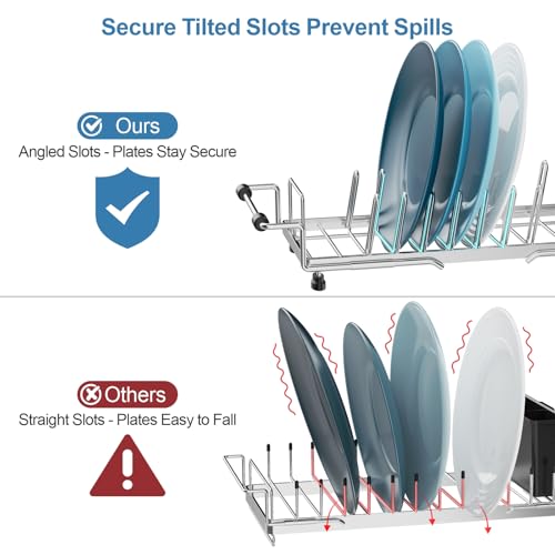 Small Sink Dish Drying Rack - Stainless Steel in Sink Dish Rack for RV Camper, Expandable Kitchen Counter Drainer with Utensil Holder, 13.2''-19.1" L x 6.5" W x 4.3" H, Silver