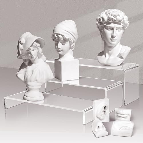 2 Set Large Acrylic Clear Display Risers, 3 Sizes 12" Rectangular Showcase Collectibles Display Shelf, 5mm Thick Desktop Display Stand Holder for Figures, Jewelry, Perfume, Toys - size: 6 Pcs Acrylic Risers