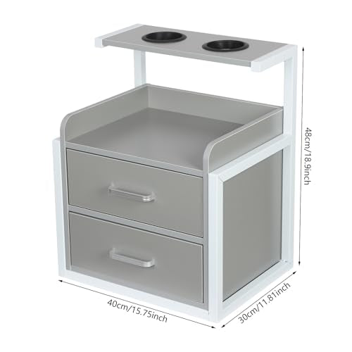 Suspended Salon Wall Cabinet with 2 Drawers & Hair Dryer Holder, Storage Cabinet for Hair Salon, Wall Mounted Styling Station, 15.75'' Wide Storage for Hair Salons, Spas, Home Use (Silver) - color: Silver