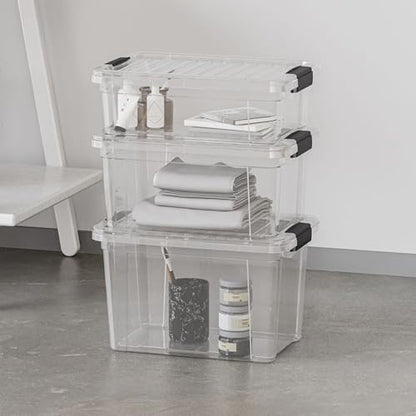 Superio Clear Storage Bins with Lids, 3 Quart BPA Free Plastic Containers, Transparent Boxes for Organizing, Stackable Crates, Organizer Totes for Home, Office, School, and Dorm - size: 3.5 Qt, style: 8 Pack