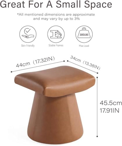 Modern Ottoman with Soft Padded Seat, Multifunctional Vanity Stool, Upholstered Footrest Stool for Living Room and Bedroom - color: Camel Brown