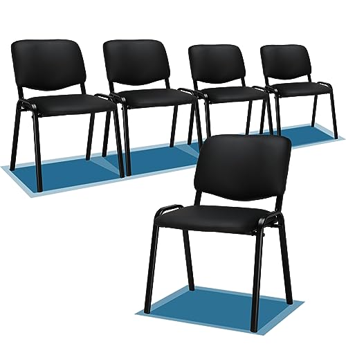 VINGLI 5-Pack Waiting Room Chairs, Stackable Chair for Office, Pu-Black | Stacking Chairs, Armless Church Chairs, Space-saving, Guest & Reception, Office Lobby, Business Hall - color: Pu-black, size: 5-pack