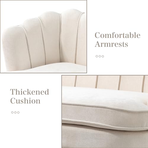 Chifee & Vingol Upholstered Small Loveseat for Small Space with Golden Legs,Beige - color: Chenille-beige