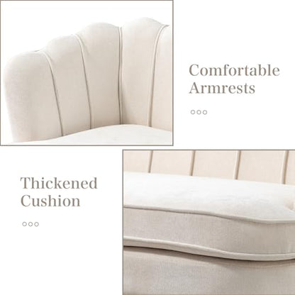 Chifee & Vingol Upholstered Small Loveseat for Small Space with Golden Legs,Beige - color: Chenille-beige