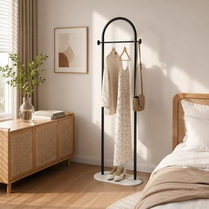 Freestanding Clothing Rack with Heavy White Base, Modern Black Arch Garment Rack for Small Spaces, Sturdy Metal Coat Rack for Bedroom, Closet, Entryway - color: A12
