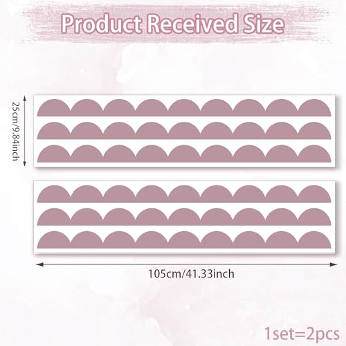 Scallop Border Wall Sticker，Door Edge Scallop Decorative Art Stickers，Scallop Peel and Stick Border，for Nursery, Kids Bedroom Living Room Home Scandinavian Boho Painting Wall Décor. (Rose Dusk) - color: Rose Dusk