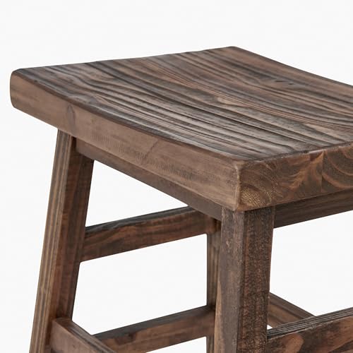 Alaterre Furniture Pomona 20-Inch Counter Height Saddle Seat Barstool – Solid Wood, Backless Rustic Farmhouse Stool in Natural Finish for Kitchen Island or Dining Room (Natural) - style: Wood Frame Barstool