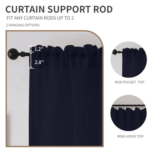 CUCRAF Sheer Curtains Panels for Living Room Bedroom Small Window Semi Treatment Drapes Voile Rod Pocket,Set of 2 (54 x 63 inches Long,Navy Blue) - color: Navy Blue, size: 54"W x 63"L (Pack of 2)