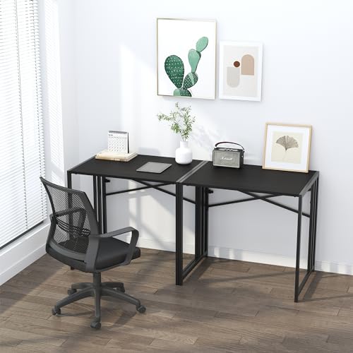 Lutown-Teen Folding Computer Desk 32 inch, Black | Small Folding Desk for Writing & Gaming, Small Space Office Desk, No Assembly Required - color: Black, size: 32 Inch
