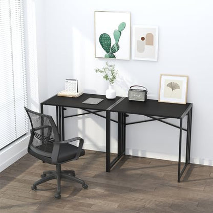 Lutown-Teen Folding Computer Desk 32 inch, Black | Small Folding Desk for Writing & Gaming, Small Space Office Desk, No Assembly Required - color: Black, size: 32 Inch