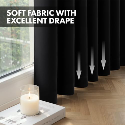 MIULEE Black Pinch Pleat Blackout Curtains 40x98 Inch Length 2 Panels Set | Back Tab Rod Pocket Pleated, Thermal Insulated, Bedroom Living Room Darkening Drapes, Soundproof Curtains with Hooks - color: Black, size: 40"W x 98"L (Pack of 2)