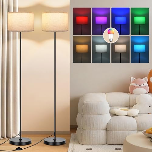 FRIDEKO HOME Floor Lamp for Living Room Bedroom (Beige 2_Pack) - color: Beige 2_Pack