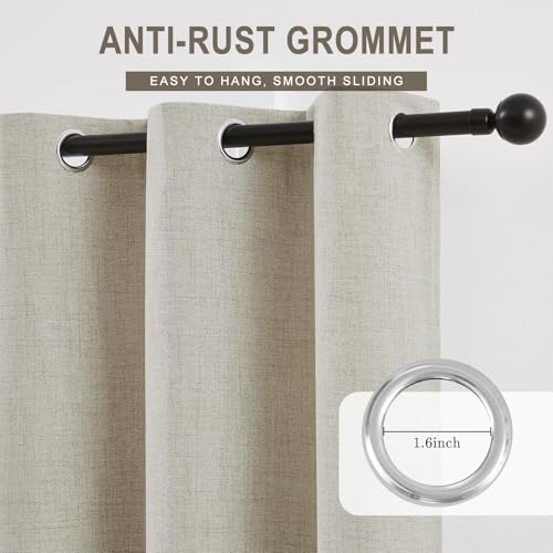 100% Blackout Linen Curtains for Bedroom,Beige Blackout Curtains 84 Inch Length 2 Panels Set,Textured Farmhouse Window Curtains for Living Room,Grommet Room Darkening Curtains & Drapes,42" W x 84" L - color: Beige Linen, size: 42"W x 84"L (Pack of 2)