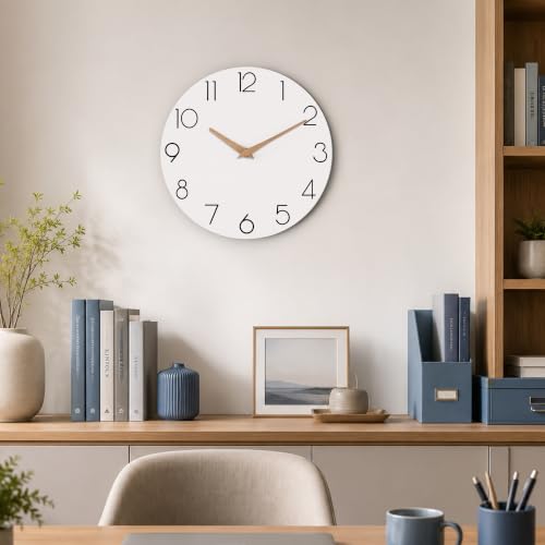 cicininc 8 Inch Battery Operated Wall Clock, Silent Analog, White | Kitchen | Office | Bedroom | Bathroom | Small Size | Easy-to-read Numbers - color: B_white, size: 8"