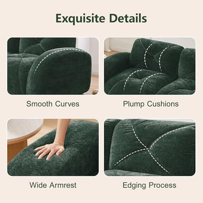 111" Velvet Modular Sofa Cama para Cuarto, Small Couches for Living Room with High Density Sponge, Cloud Loveseat with Tufted Design for Home Theater Study Space, Green - color: Green