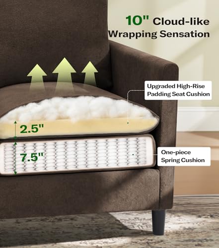 Welzona 3-Layers Cloud Accent Chair, 33" Reading Chair, Teddy Arm Chairs | Comfy Teddy Fabric, Washable Covers, Tool-Free Setup, All-wood Couch Chair for Living Room, Bedroom, Reading Nook, Brown - color: Brown, size: cloud chair