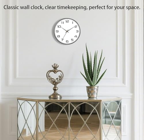 8 Inch Modern Wall Clocks Battery Operated - Silent Non Ticking Quartz Analog Clock with Large Numbers, Easy to Read Digital Wall Clock for Bedroom, Living Room, Kitchen, Office, Gym, Black - color: White Black, size: 8 Inch