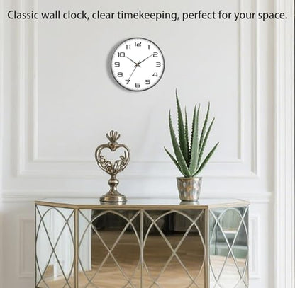 8 Inch Modern Wall Clocks Battery Operated - Silent Non Ticking Quartz Analog Clock with Large Numbers, Easy to Read Digital Wall Clock for Bedroom, Living Room, Kitchen, Office, Gym, Black - color: White Black, size: 8 Inch