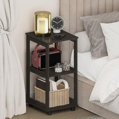 Furinno Romain Nightstand, 2-Tier Tall Night Stand with Shelf, Open Frame Bedside Table, End Table, Side Table, Easy Assembly, for Bedroom, Closet, Dorm, Espresso - color: Espresso