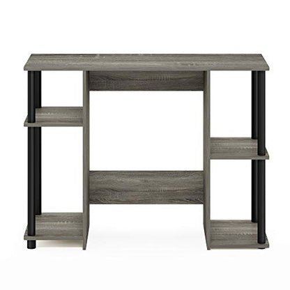 Furinno Jaya Computer Study Desk With Open Storage, French Oak Grey/Black | Side Shelves, Computer Study Desk, Office Desk, for Home Office, Bedroom, Dorm - color: French Oak/Black