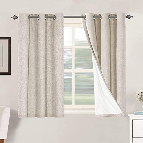H.VERSAILTEX Primitive Linen Curtains 100% Blackout Curtain Drapes Burlap Curtains with White Thermal Insulated Liner, Grommet Top Drapes Living Room/Bedroom (2 Panels, 42 x 45 Inch, Natural) - color: Natural, size: 42"W x 45"L (Pack of 2)
