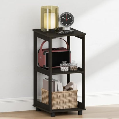 Furinno Romain Nightstand, 2-Tier Tall Night Stand with Shelf, Open Frame Bedside Table, End Table, Side Table, Easy Assembly, for Bedroom, Closet, Dorm, Espresso - color: Espresso