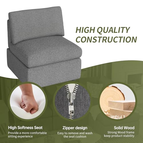 PayLessHere Single Sofa Couch Convertible Sofa 1-Seat Sofa Modular Sectional Sofa Couch for Living Room Bedroom Office,Gray