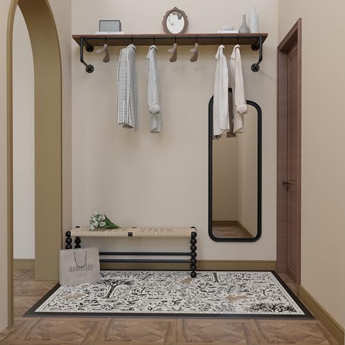 Clothes Rack 60in, Wall Mounted Garment Racks with Real Wood Shelf, Heavy Duty Hanging Clothes Rack, Multi-Purpose Hanging Rod, Space-Saving Closet Storage - color: Brown, size: 1T60IN