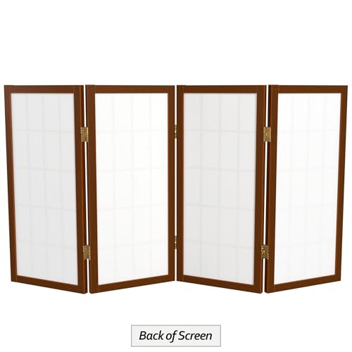 2 ft. Short Desktop Window Pane Shoji Screen - Walnut - 4 Panels - color: Walnut, size: 4 Panel