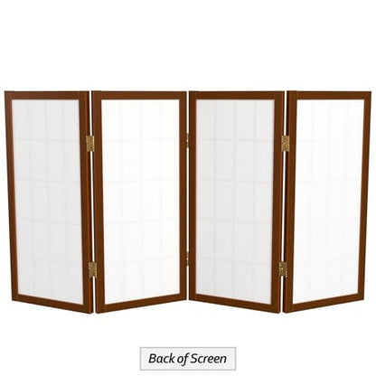 2 ft. Short Desktop Window Pane Shoji Screen - Walnut - 4 Panels - color: Walnut, size: 4 Panel