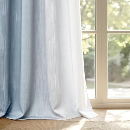MIULEE Chambray Blue and Greyish White Ombre Blackout Curtains 52Wx54L | Full Room Darkening,Thermal Insulated,54 Inch Long,Grommet Drapes for Bedroom/Living Room,Modern Window Treatments,Set of 2 - color: Chambray Blue and Greyish White, size: 52"W x 54"