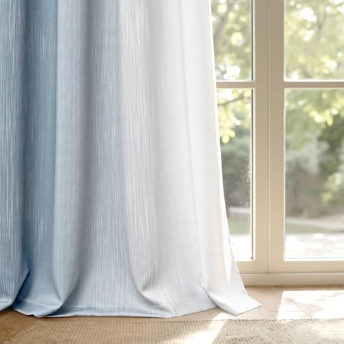 MIULEE Chambray Blue and Greyish White Ombre Blackout Curtains 52Wx90L | Full Room Darkening,Thermal Insulated,90 Inch Long,Grommet Drapes for Bedroom/Living Room,Modern Window Treatments,Set of 2 - color: Chambray Blue and Greyish White, size: 52"W x 90"