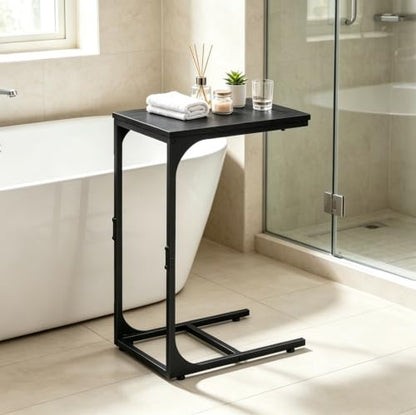 WLIVE C-Shaped End Table Set of 2, Small Couch Side Tables with Metal Frame, Sofa Table TV Tray for Living Room, Bedroom, Black - color: Relief Black