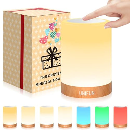 UNIFUN Baby Nursery Night Light Touch RGB Dimmable Bedside Table Lamp | Easy Touch Control for Parents，Eye-Safe Lighting for Babies，Perfect Baby Nursery Night Light，Gift Packing for all Holiday Use - size: Taller Size